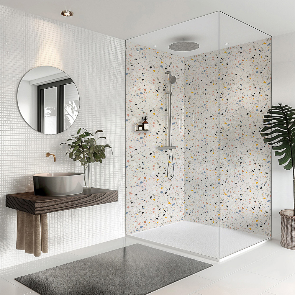 Splashbax Premium Artisan Terrazzo Pastel Acrylic Bathroom Wall Panel 2400 x 1200mm Image 7