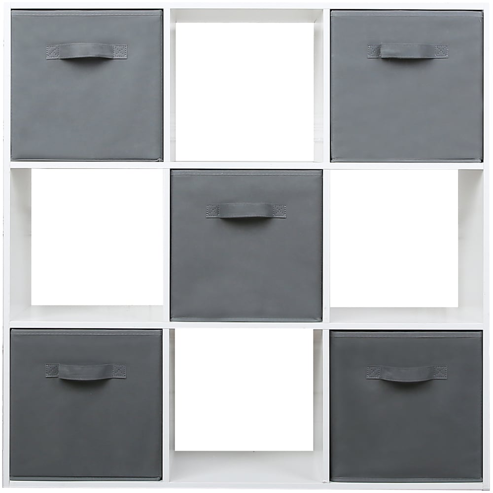 Jane 9 Shelf White Cube Storage Unit with Basket Image 3