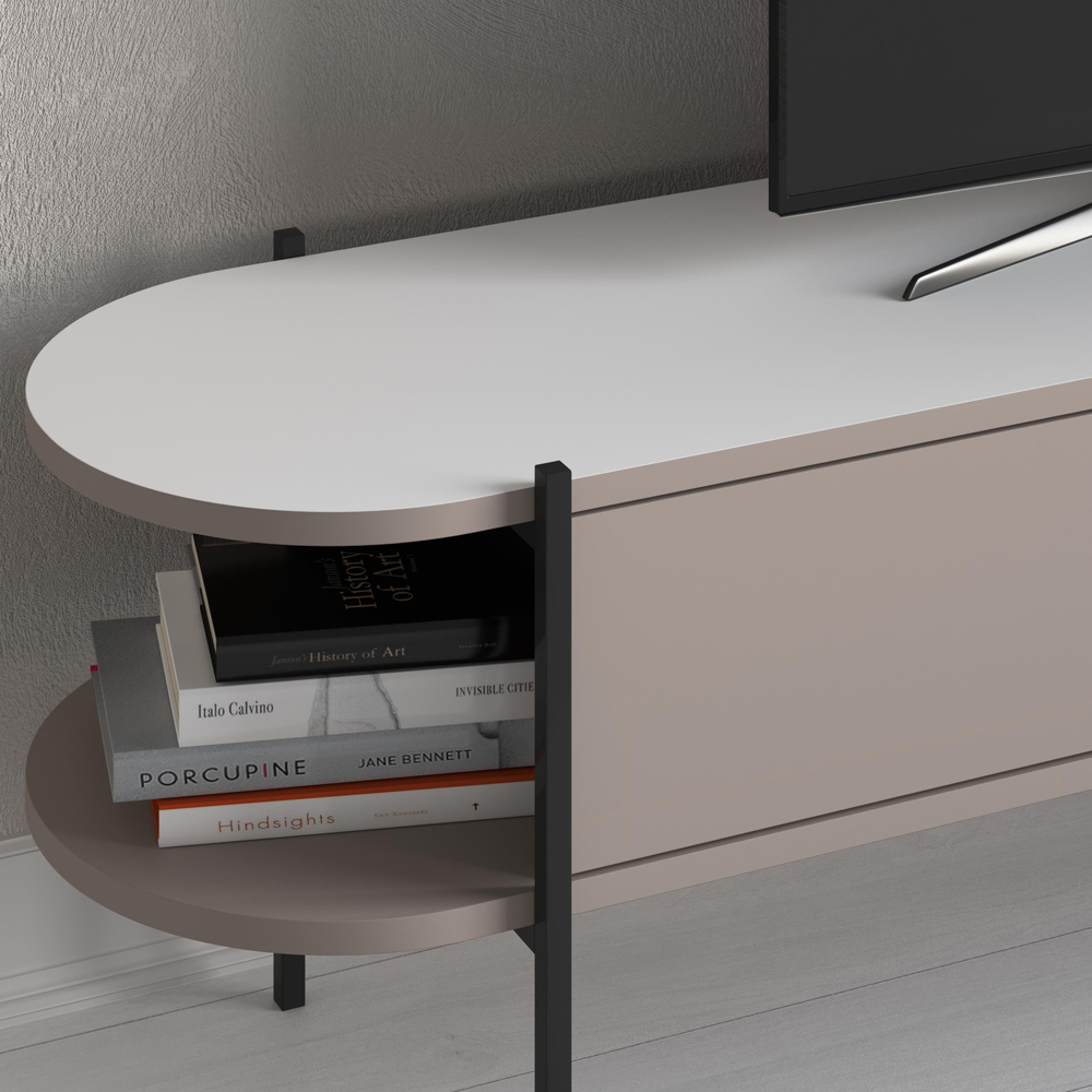Decortie Otis 2 Door 2 Shelf Light Mocha TV Stand Image 5