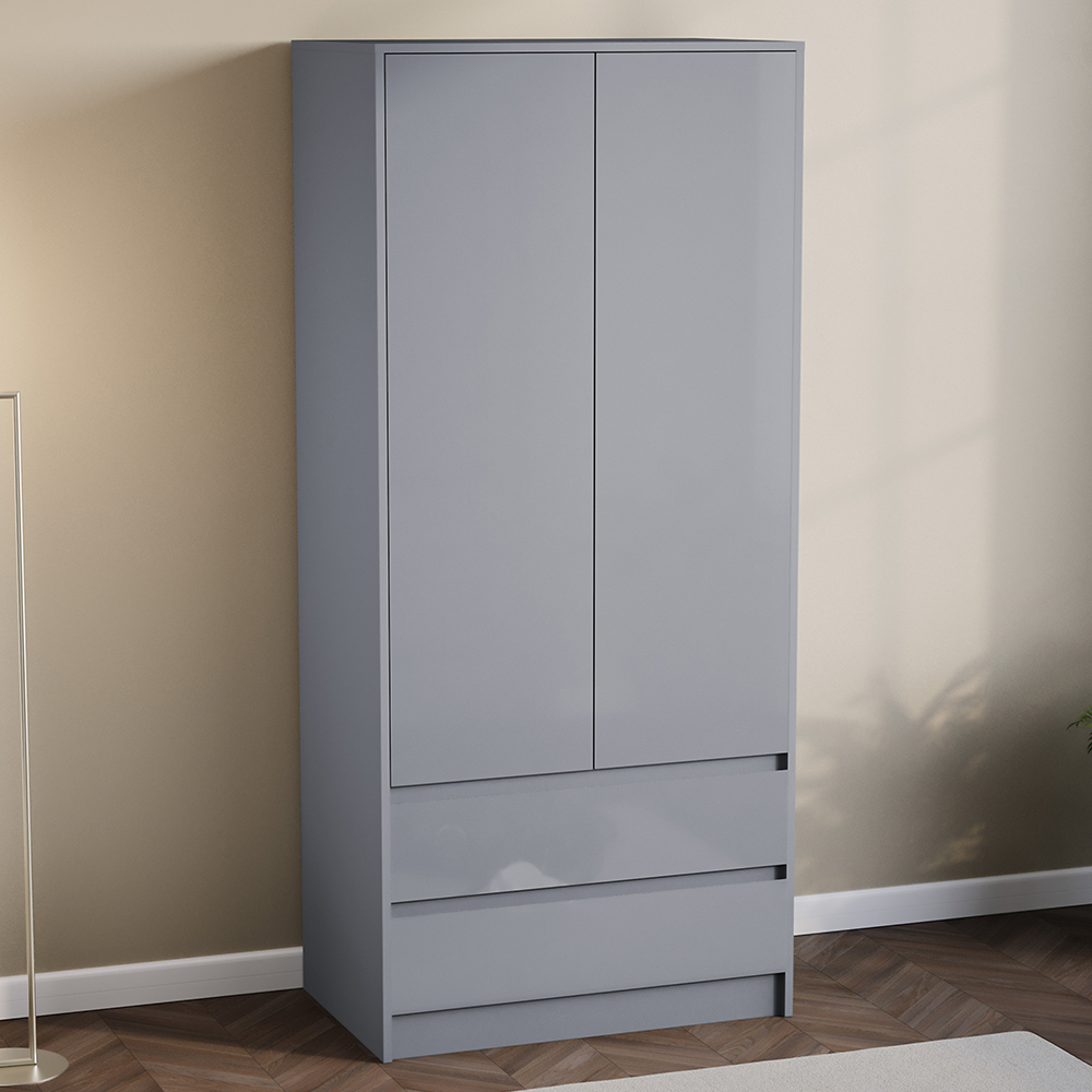 VIDA DESIGNS Glinton 2 Door 2 Drawer Grey Wardrobe Image 1