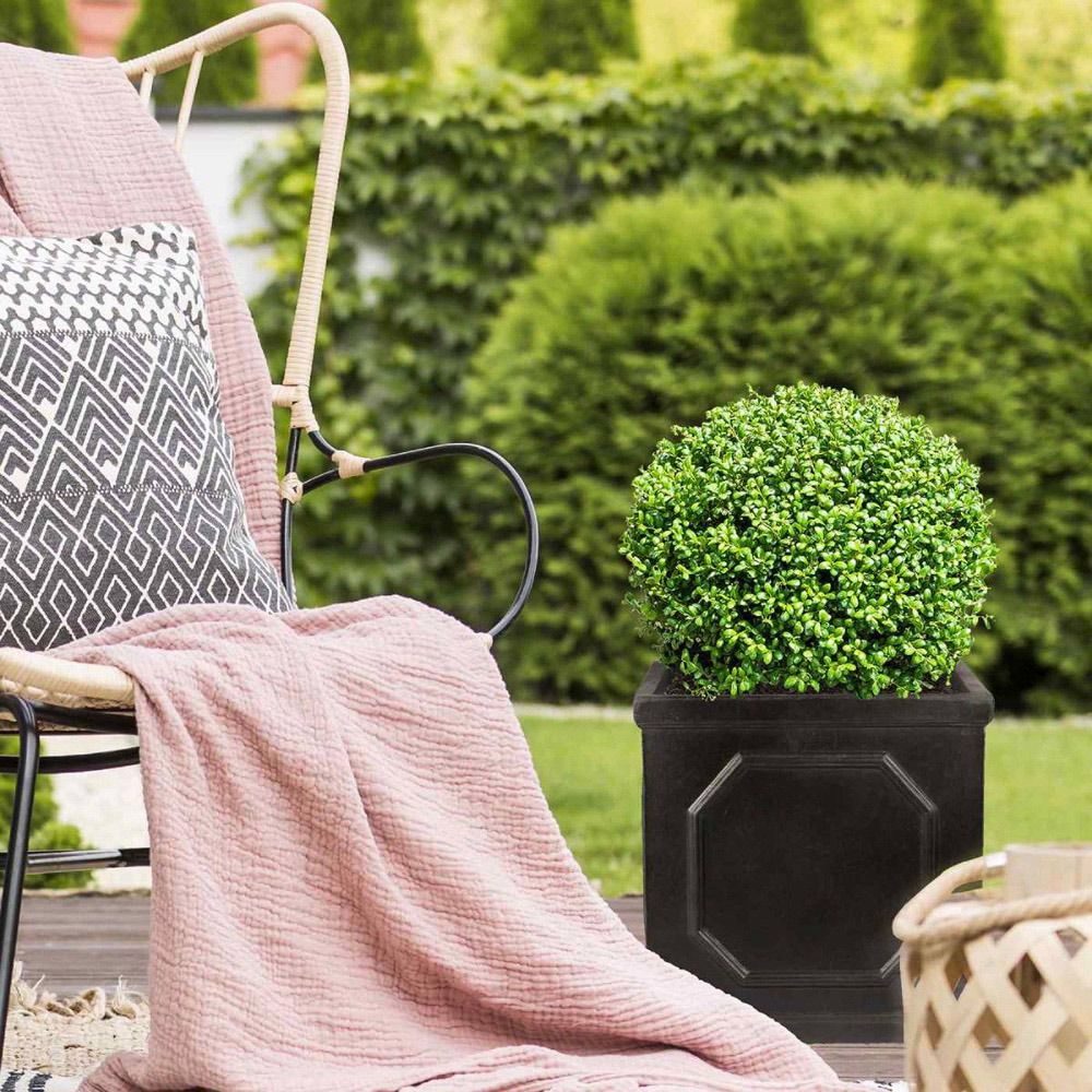 wilko Chelsea Dark Grey Light Stone Outdoor Planter 38cm Image 6