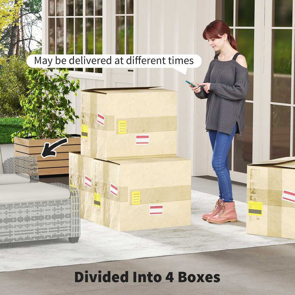 Outsunny 2 Seater Light Grey Rattan Garden Furniture Set Image 4