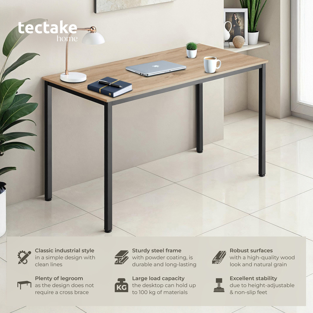 tectake Vanport Oak Sonoma Office Desk with Plastic Feet Image 6