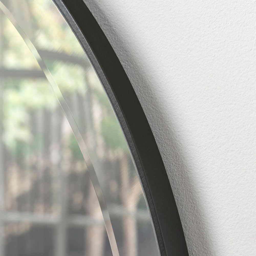 Yearn Simplicity Black Round Bevelled Wall Mirror 46cm Image 3