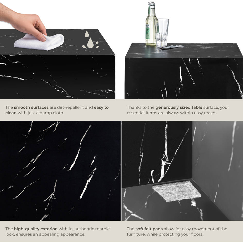 Tectake Lasley Black Marble Look Cube Design Coffee Table Image 5