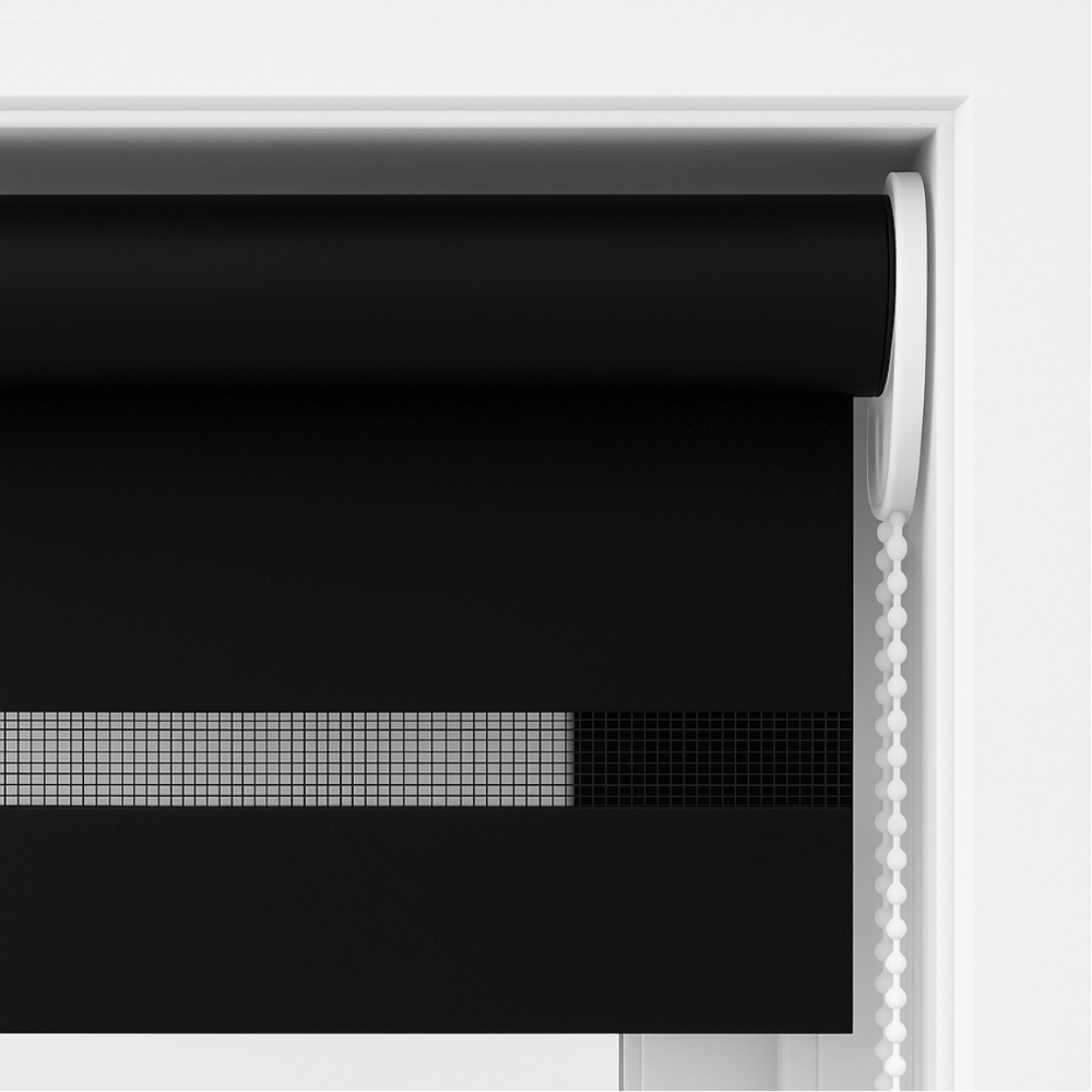 New Edge Blinds Black Day and Night Zebra Roller Blind 130cm Image 5