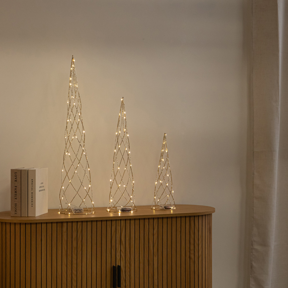 Samuel Alexander 90 Warm White LED Gold Spiral Christmas Tree with Timer Set of 3 Image 4