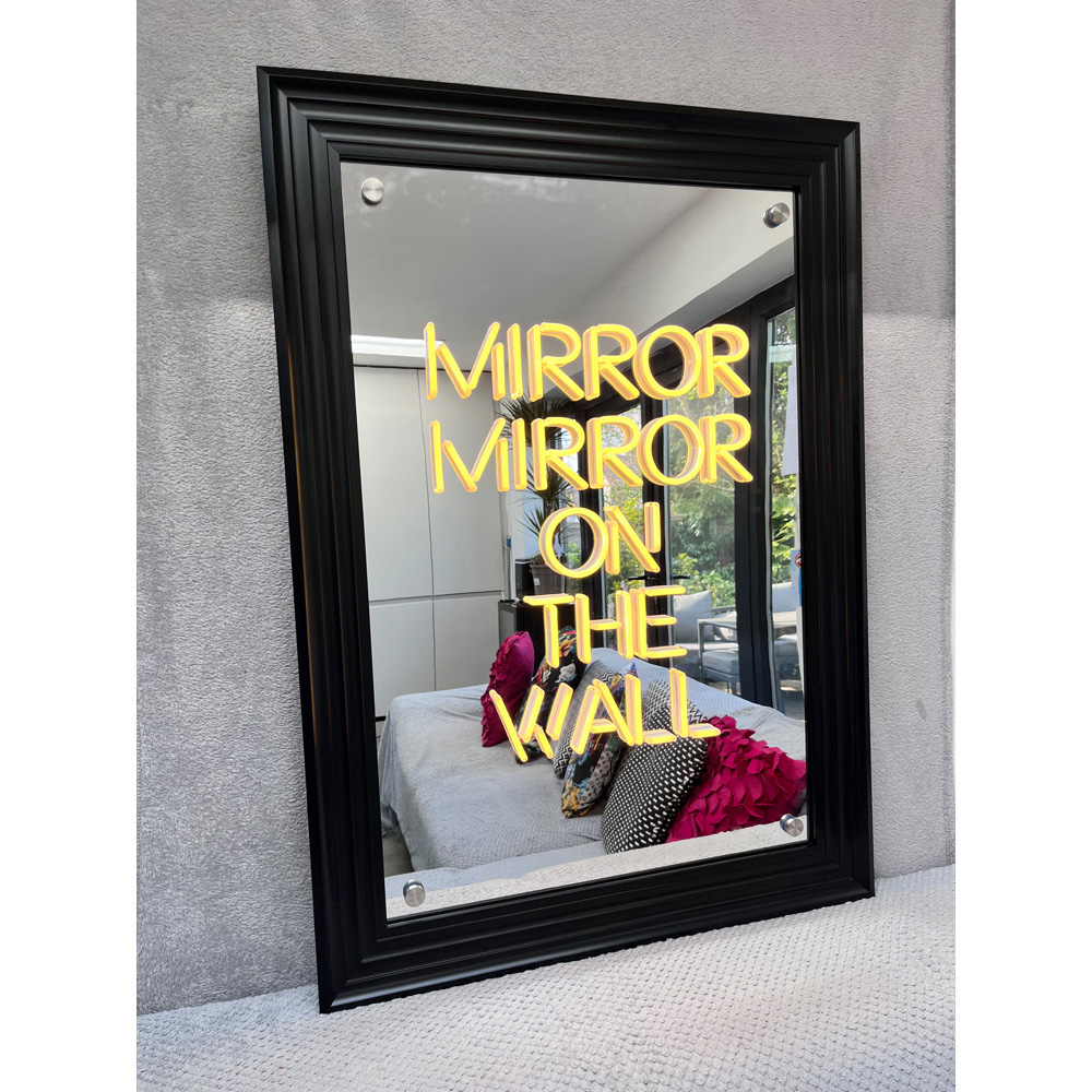 Splashbax Mirror on the Wall Mirror Black Premium Gallery Frame LED Neon Wall Art Image 2