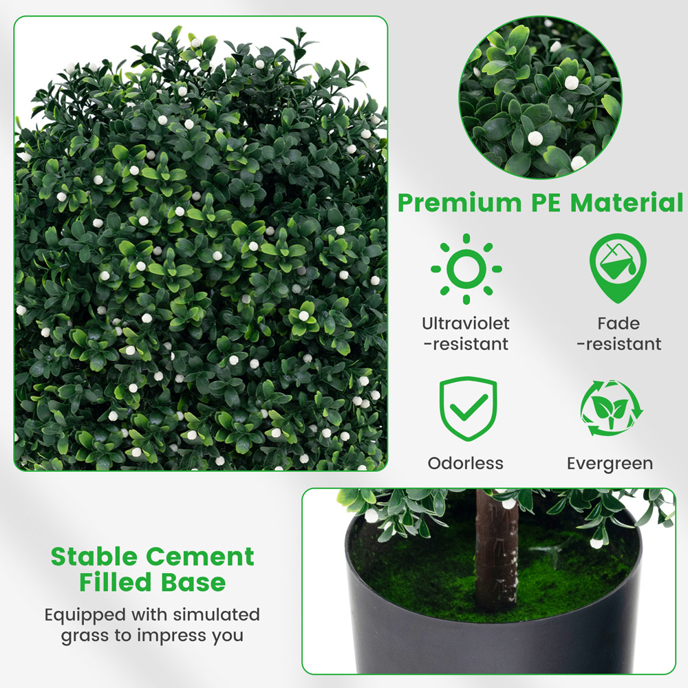 Costway Boxwood Topiary Ball Tree Artificial Plant In Pot 1.8ft 2 Pack Image 5
