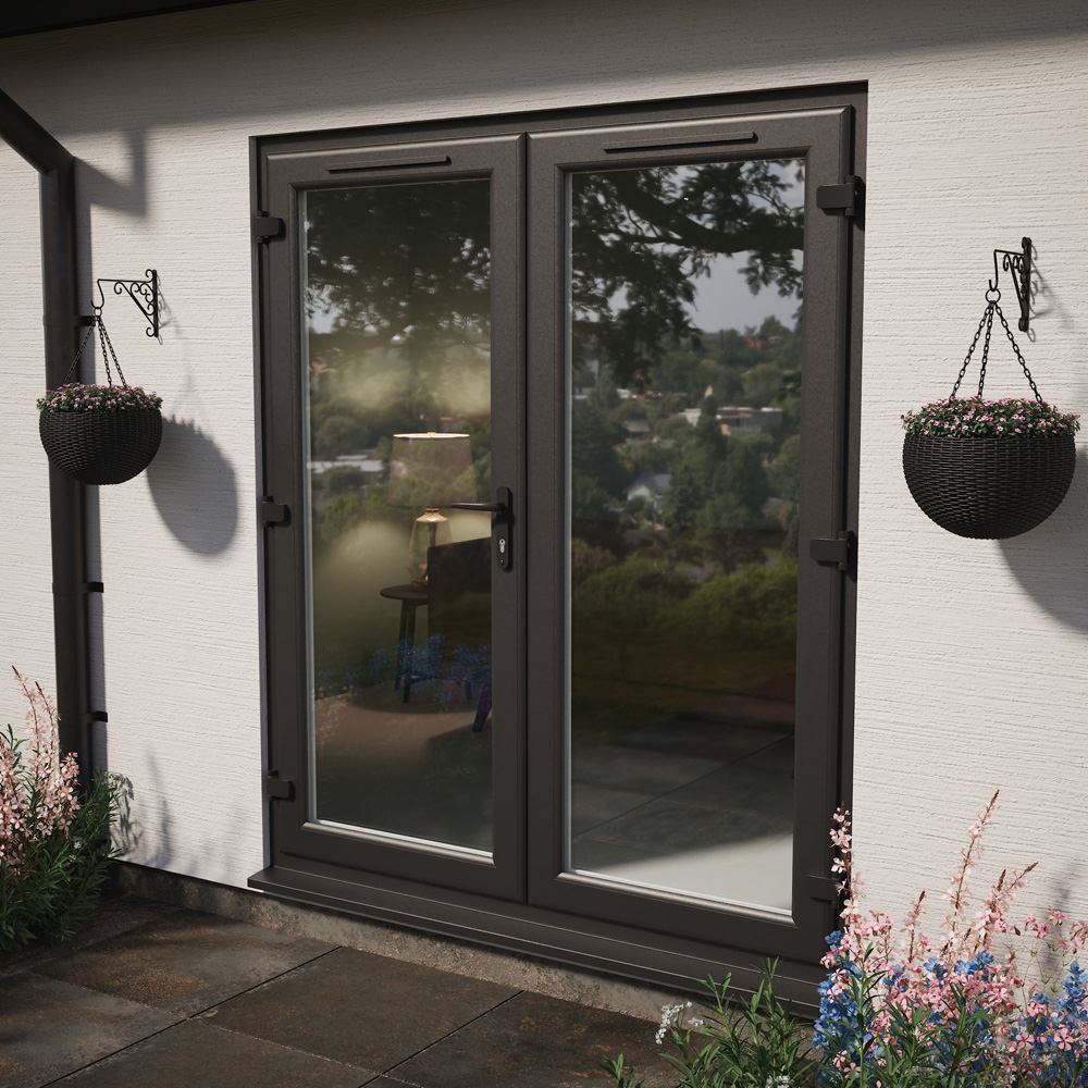 Crystal Black and White LH Master Clear Glass uPVC Double Glazed French Door 1690 x 2055mm Image 2