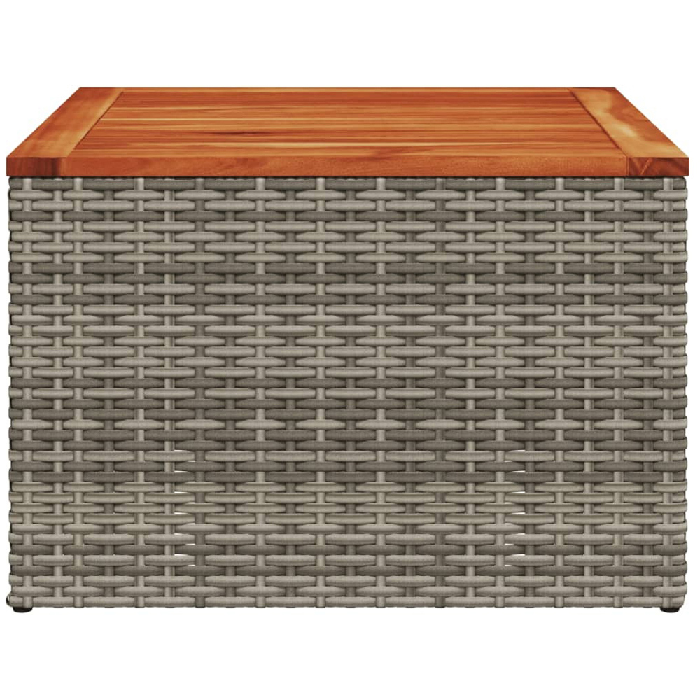 Walplus Grey Brown Poly Rattan Acacia Wood Top Garden Coffee Table Image 3