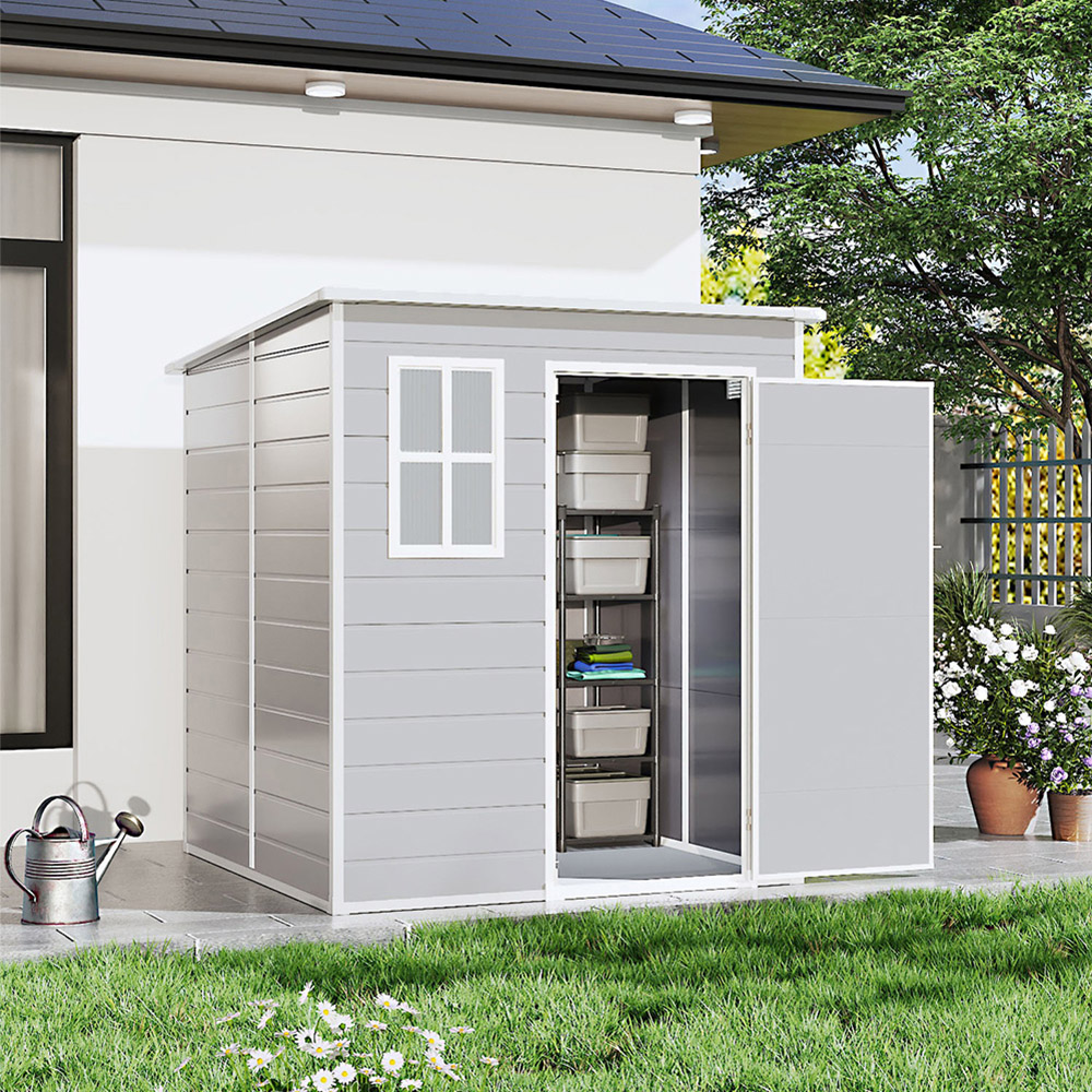 Living and Home 6 x 6ft Grey Waterproof Outdoor Storage Shed Image 6