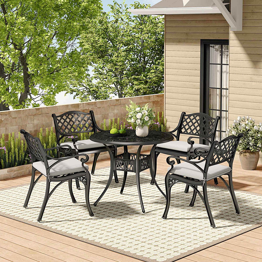Living and Home 4 Seater Black Garden Bistro Set Image 6