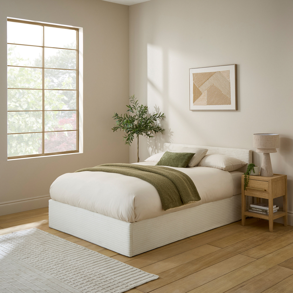 GFW Small Double Cream Corduroy End Lift Ottoman Bed Image 7