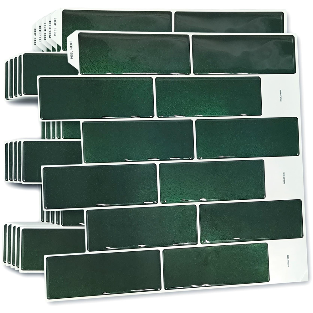 Walplus Green Stone Classic Blend 3D Tile Sticker 30.5 x 30.5cm 6 Pack Image 2