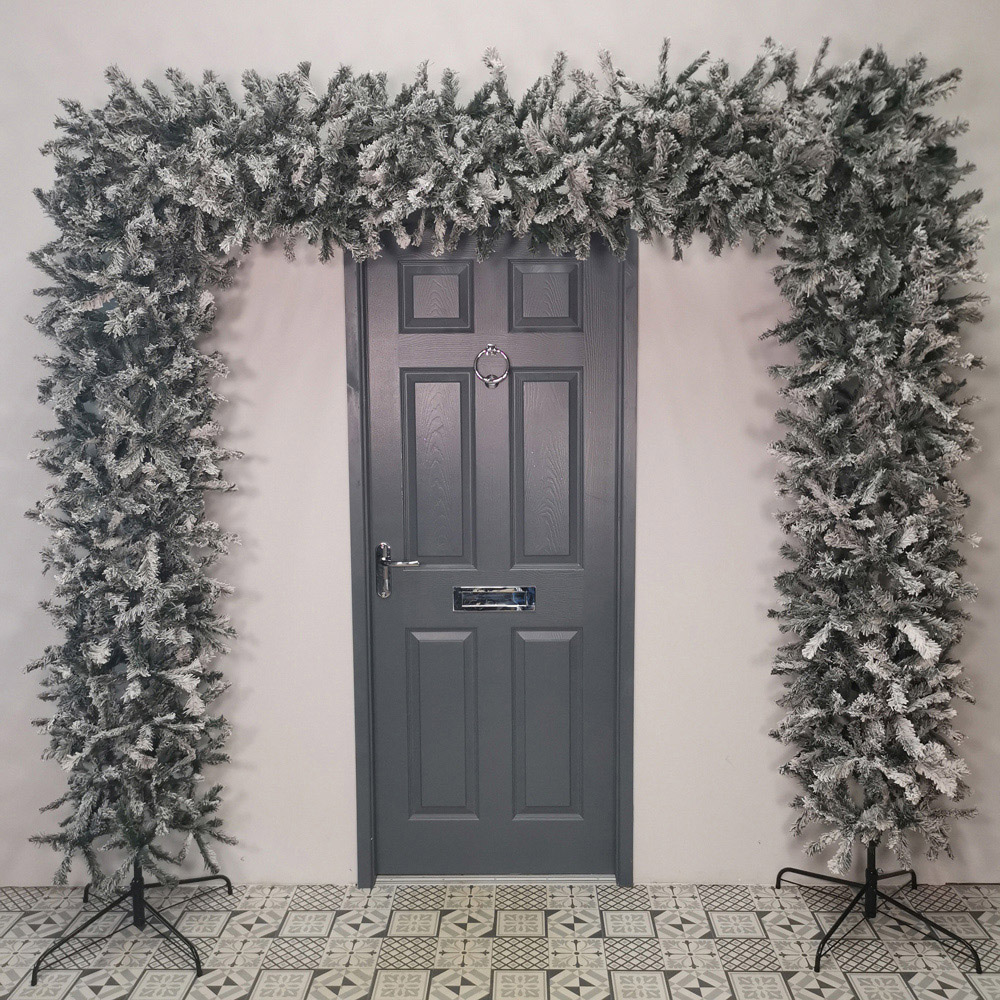 Samuel Alexander Green Flocked Indoor Christmas Tree Arch with Snow Tips 8ft Image 2
