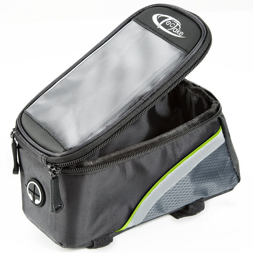 tectake Black Grey and Green Bike Phone Holder Image 4
