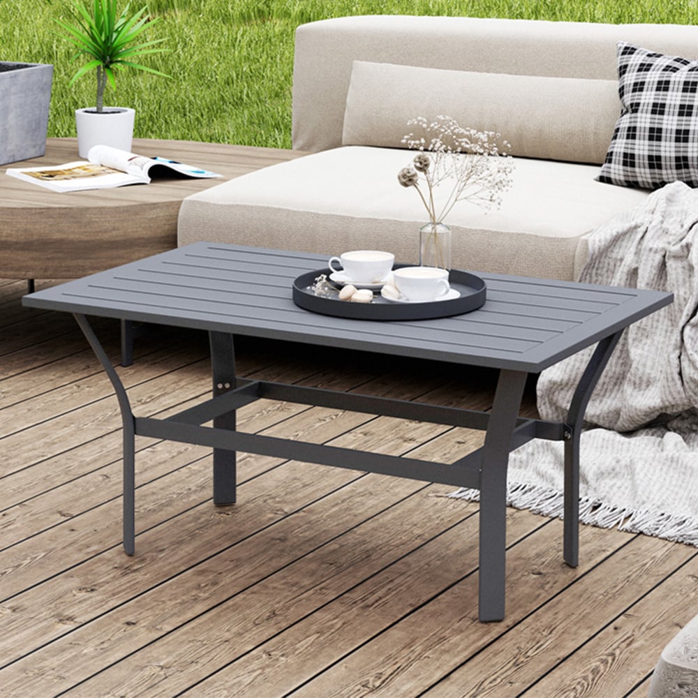 Outsunny Dark Grey Garden Coffee Table Image 1