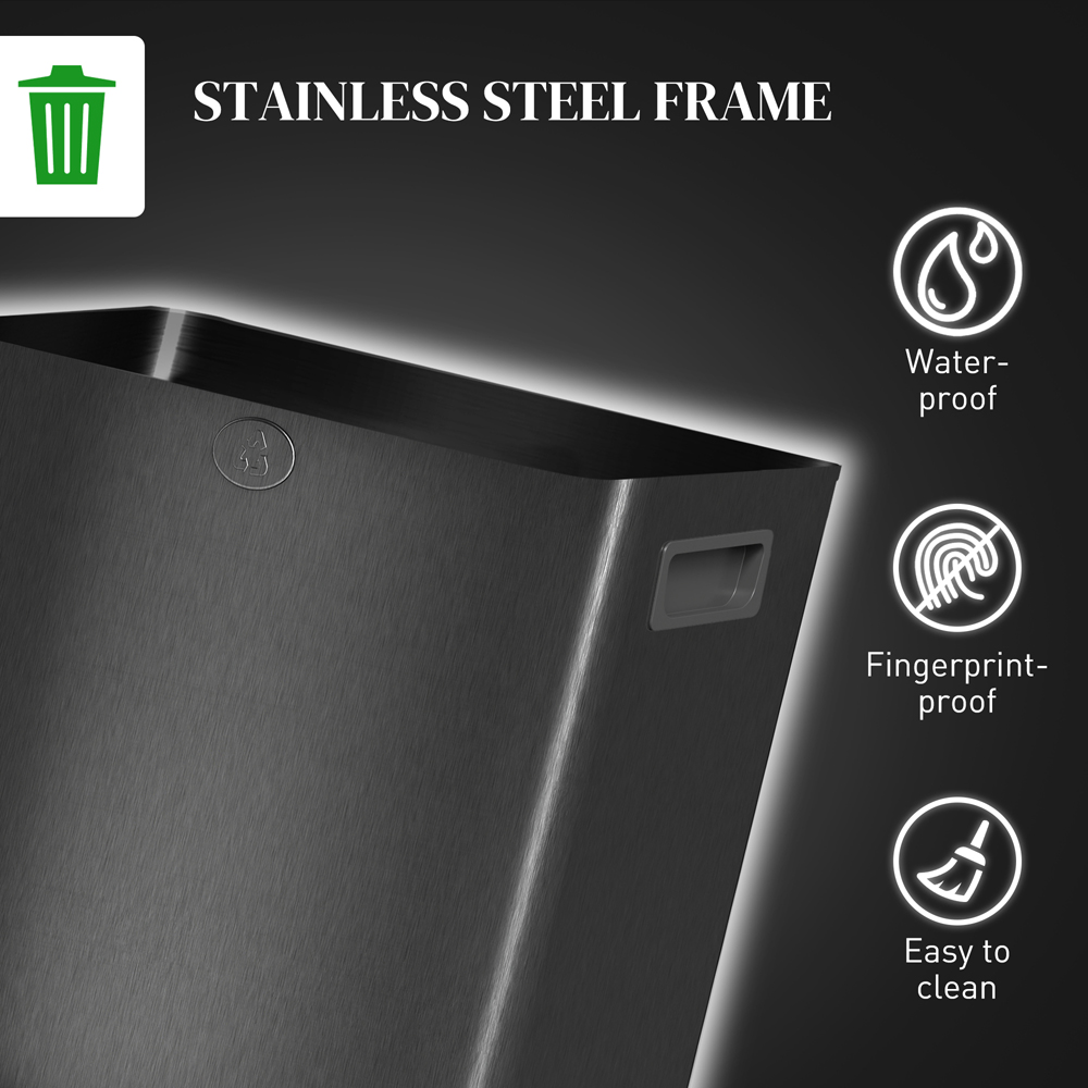 HOMCOM Dual Recycling Black Kitchen Pedal Bin 30L Image 8