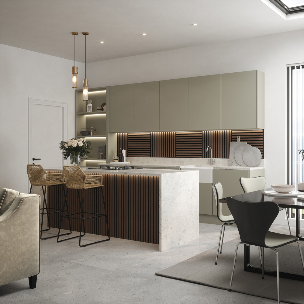 Tuscan Walnut PVC Wrapped Acoustic Wall Tile 55.3 x 55.3cm 4 Pack Image 8