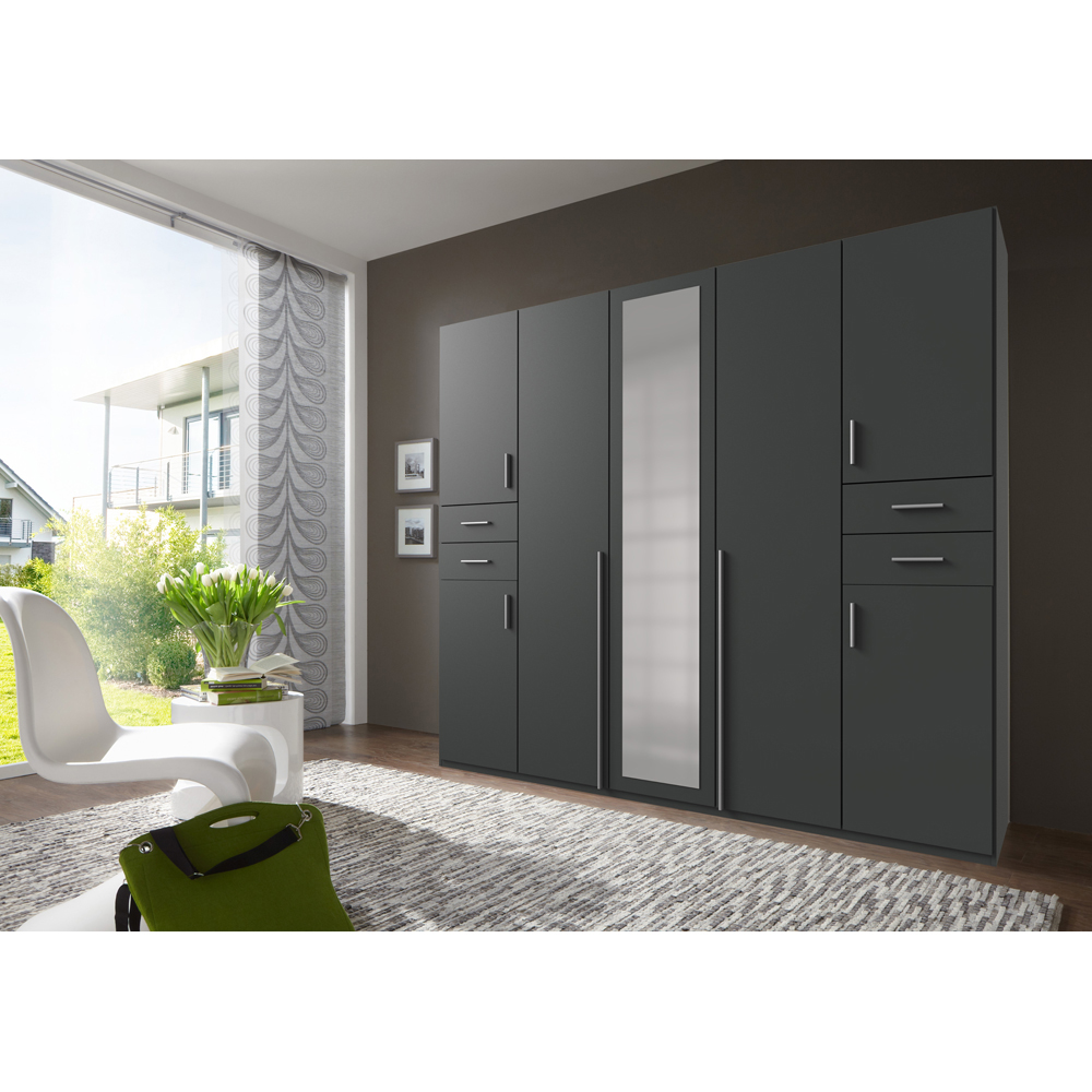 TJ'S New York 7 Door 4 Drawer Graphite Wardrobe with Mirror Image 6