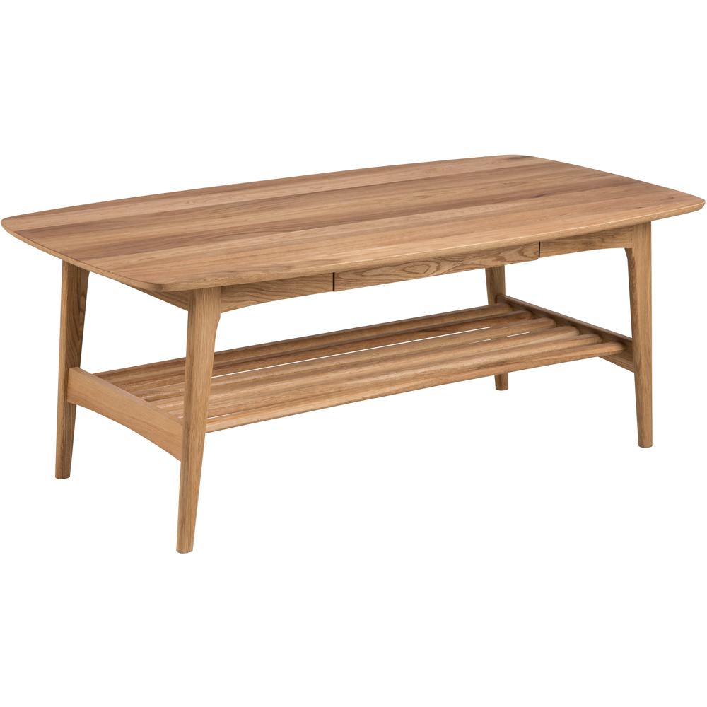 Florence Emma Single Drawer Single Shelf Oak Coffee Table Image 2