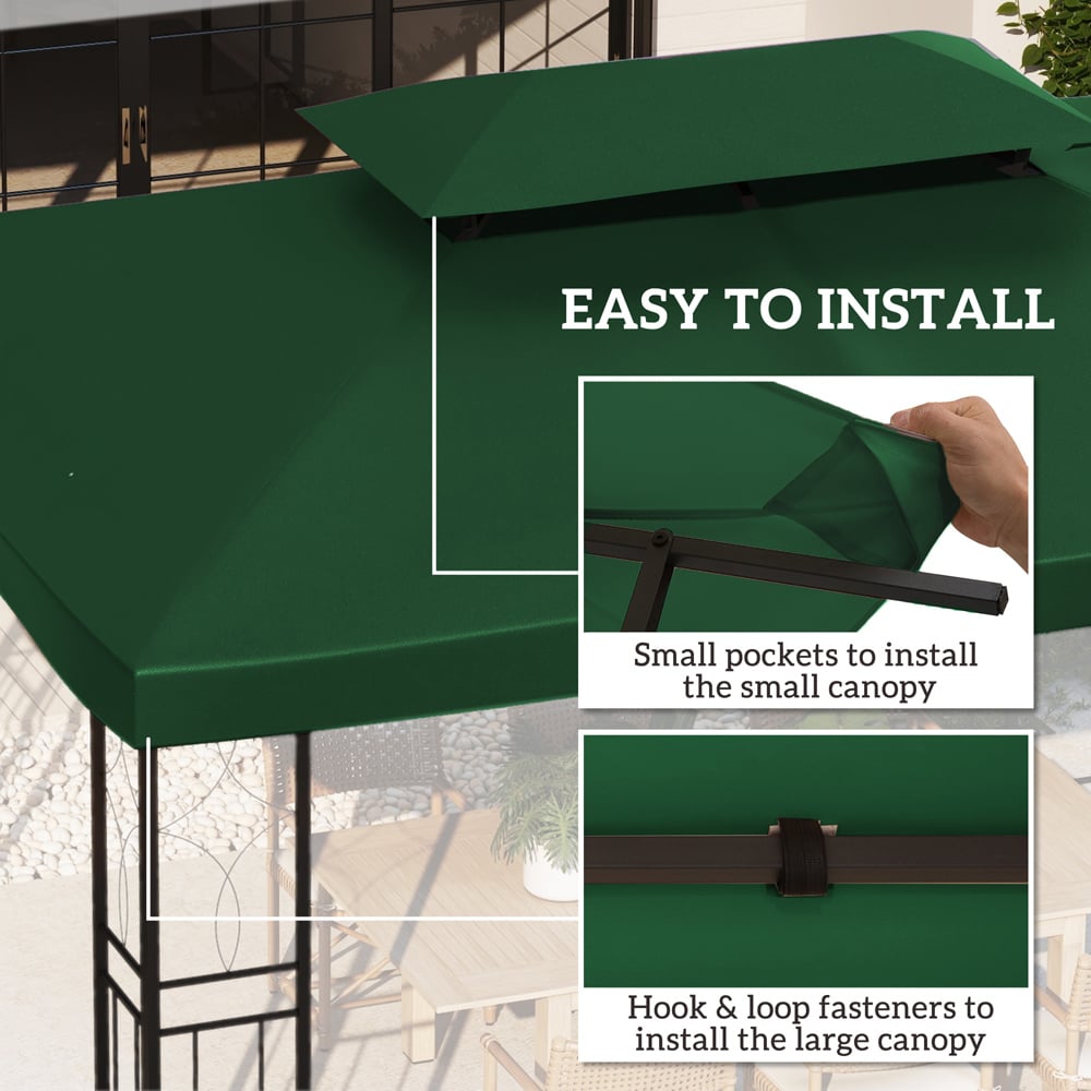 Outsunny 3 x 4m Green 2 Tier Gazebo Replacement Canopy Image 5