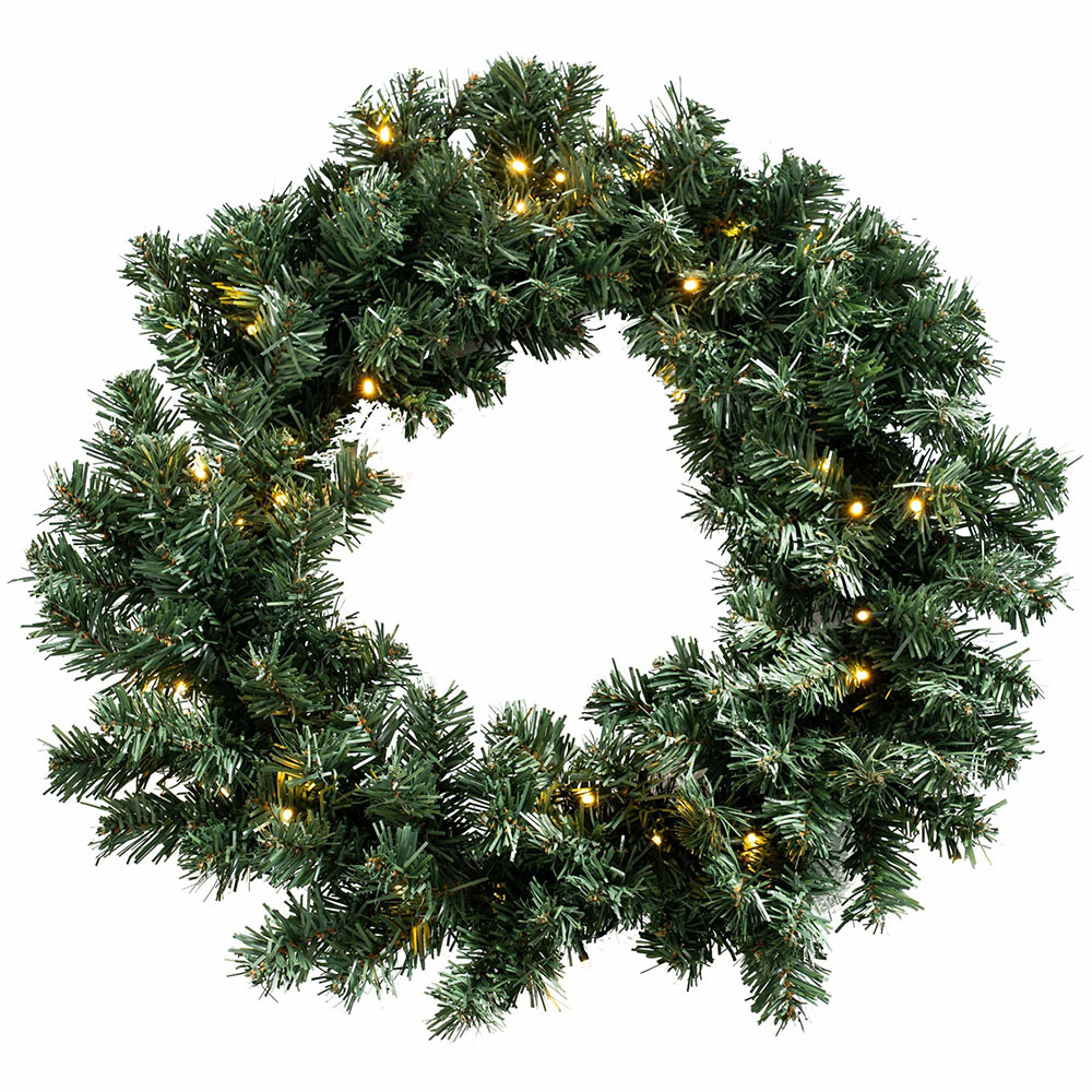 Abrihome 35 Warm White LED Multi-Function Artificial Christmas Wreath with 140 Tips 50cm Image 1