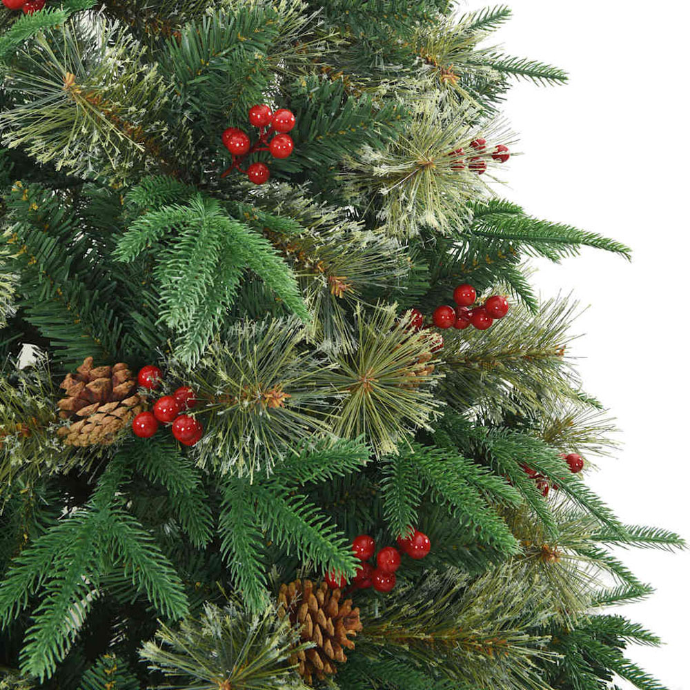 vidaXL Pre-Lit Green Artificial Hinged Christmas Tree 6ft Image 7