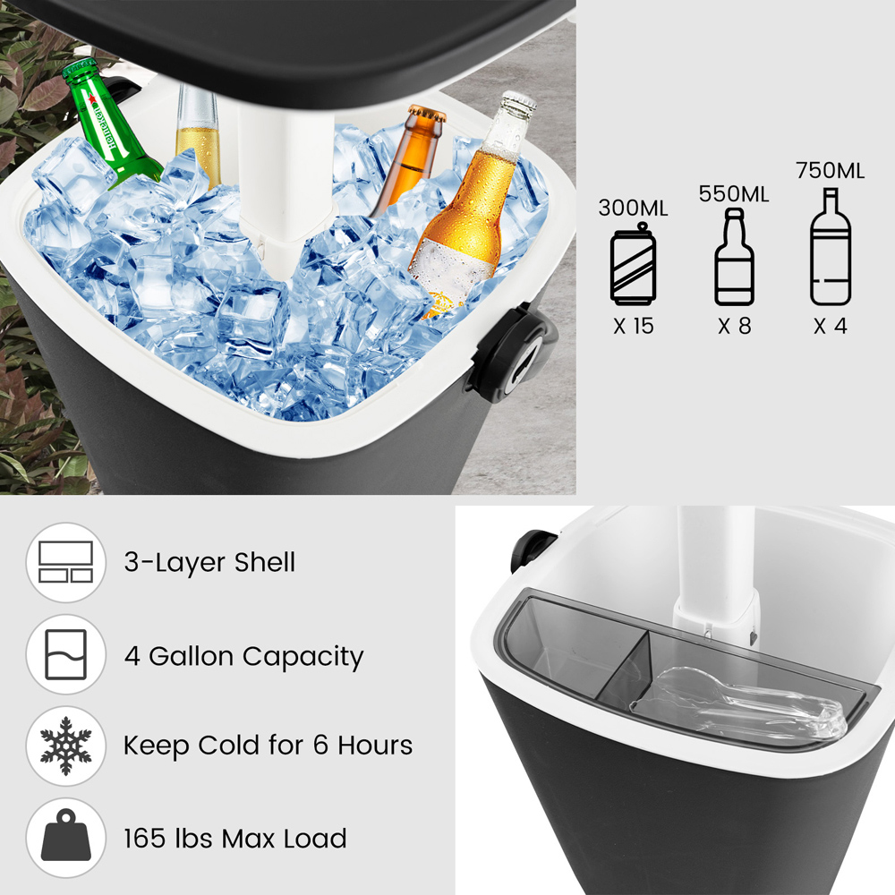 Costway Black 3 in 1 Portable Cooler Side Table Image 7