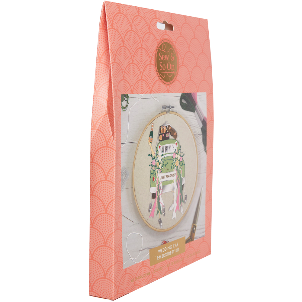 Sew & So On Multicoloured Wedding Car Embroidery Craft Set Image 4