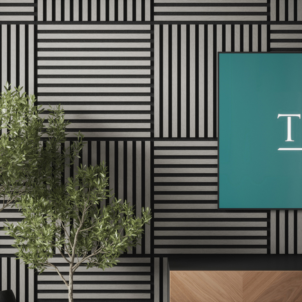 Tuscan Misty Grey PVC Wrapped Acoustic Wall Tile 55.3 x 55.3cm 4 Pack Image 5