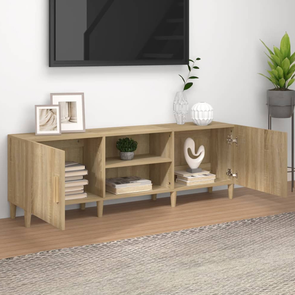 vidaXL 2 Door 2 Shelf Sonoma Oak TV Cabinet Image 1