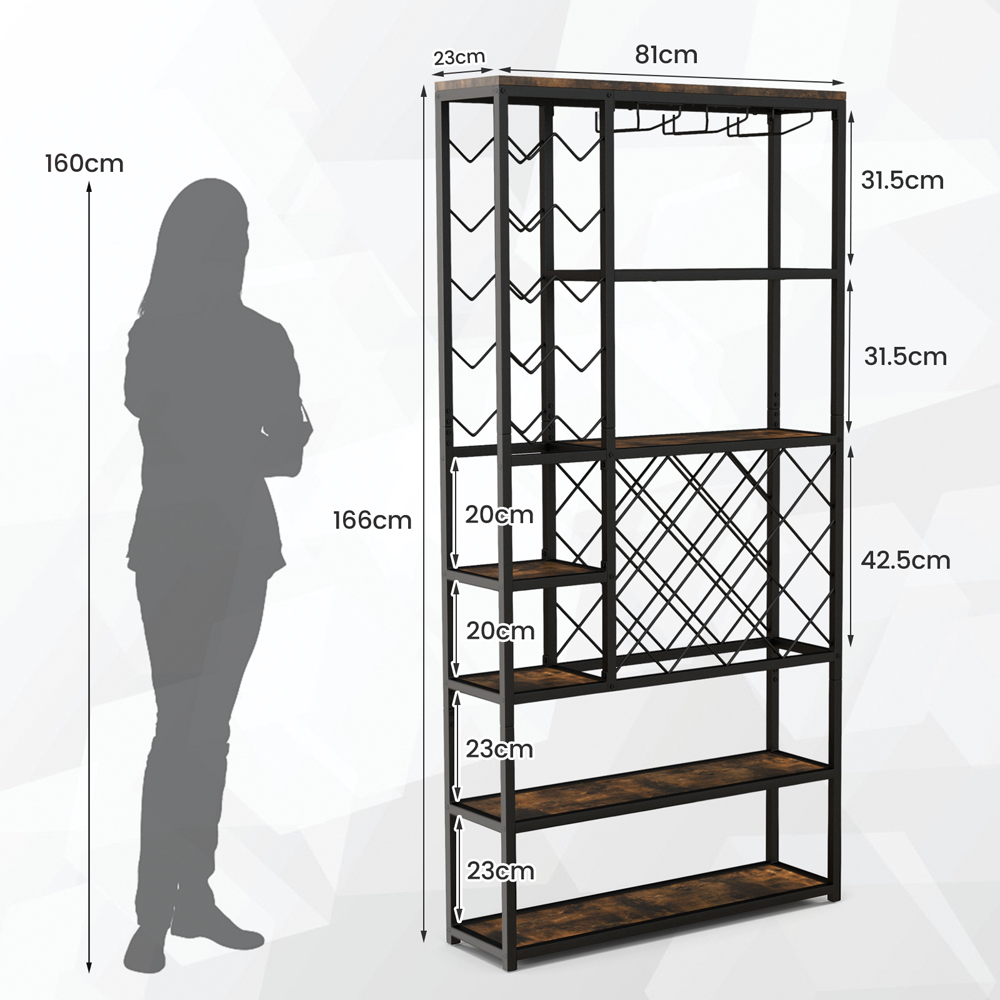Costway 6 Shelf 27 Bottle Wine Rack with Glass Holders Image 9