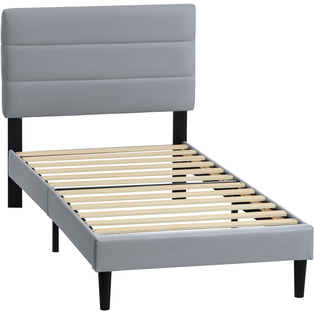 VIDA DESIGNS Vandura Single Light Grey Linen Fabric Bed with Memory Foam Bonnell Spring Mattress Image 2