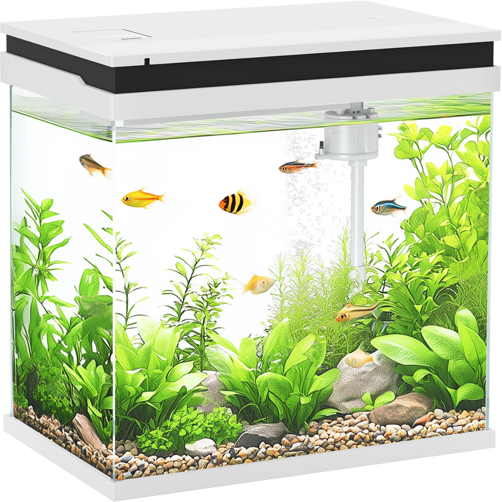 PawHut White LED Fish Tank with Filter System and Water Pump 26L Image 3