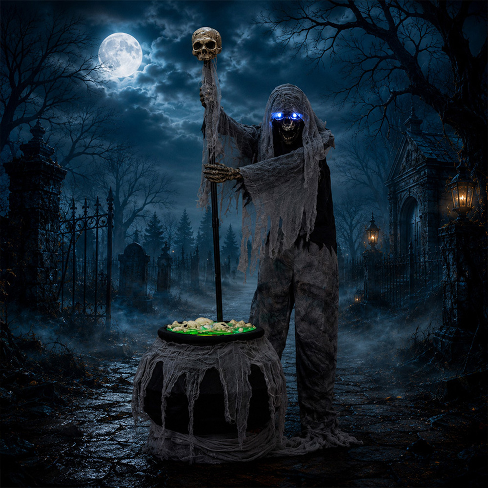 Samuel Alexander Stirring See Saw Skeleton Reaping Soul Halloween Decoration 6ft Image 6