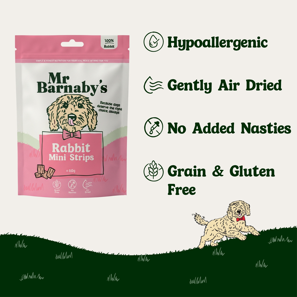 Mr Barnaby's Rabbit Mini Strips Dog Treats 80g 2 Pack Image 3
