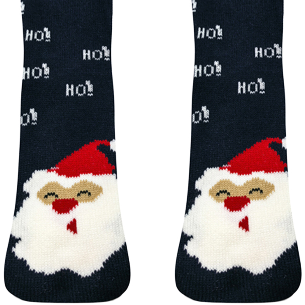 Noel Square Sherpa Fleece Navy Santa Xmas Socks Pair Image 3