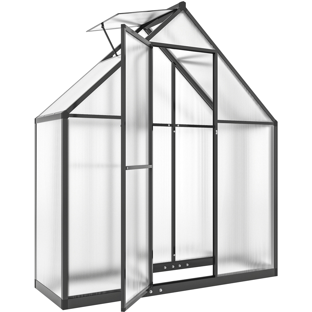 Outsunny Black Polycarbonate 5.5 x 2ft Walk-In Greenhouse with Swing Door Image 1