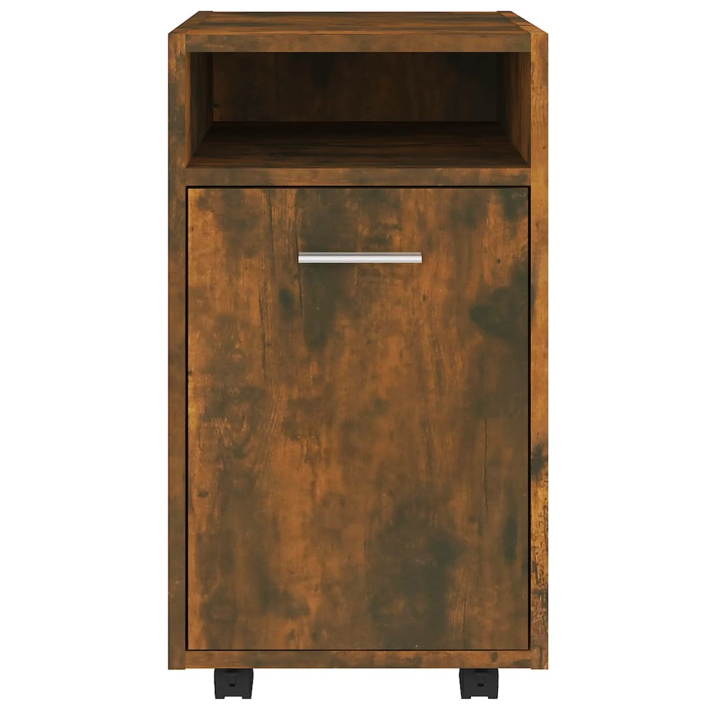 vidaXL Single Door Single Shelf Smoked Oak Rolling Side Cabinet Image 3