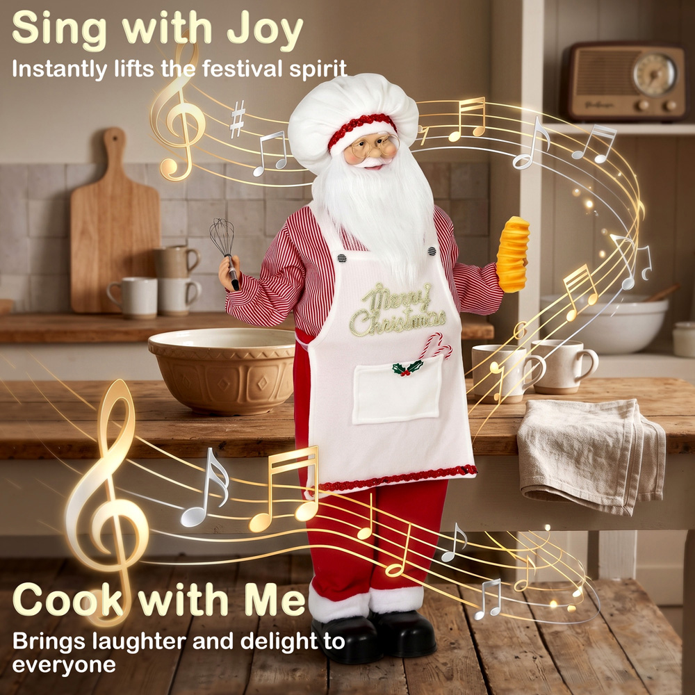 HOMCOM Singing and Cooking Santa Claus with Head Moving Christmas Decoration 4ft Image 9