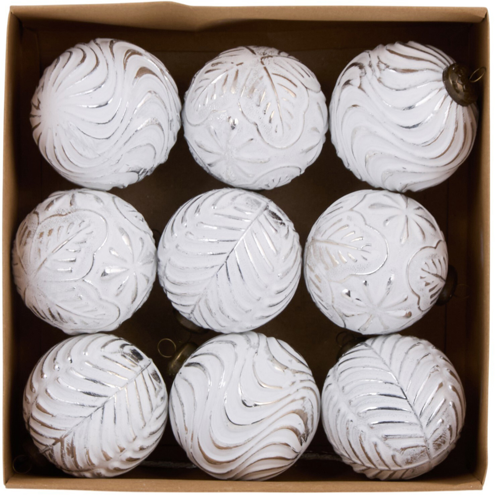 Pack of 9 Nordic Noel Baubles White Image 1
