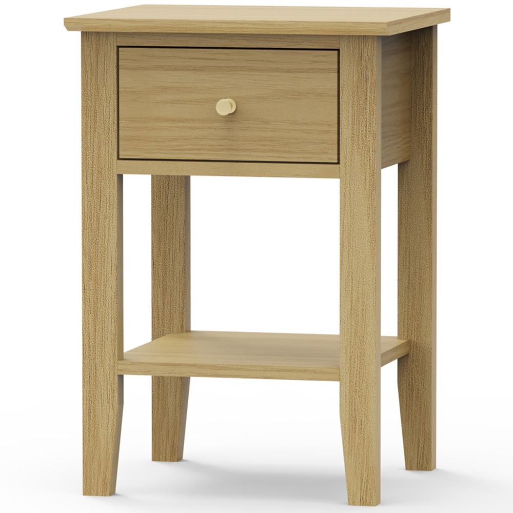 Core Products Henley Single Drawer Single Shelf Oak Effect Bedside Table  Image 2