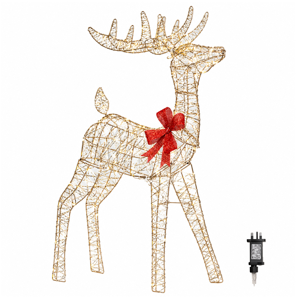 Samuel Alexander 300 Warm White LED Gold Twist Standing Reindeer Christmas Decoration 3ft Image 2