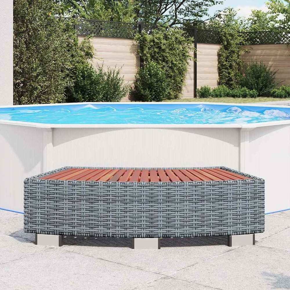 Walplus Grey PE Rattan and Eucalyptus Wood Spa Step Image 8