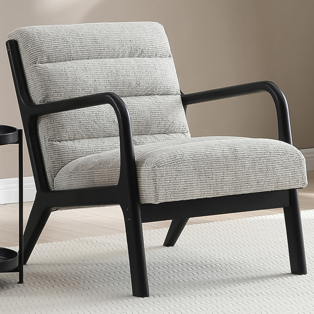 Otis Black and Natural Cord Static Ribbed Armchair Image 1