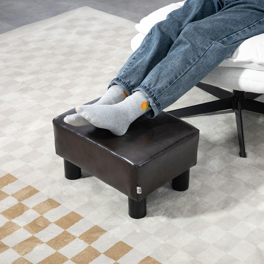 HOMCOM Small Black Faux Leather Footstool Image 5