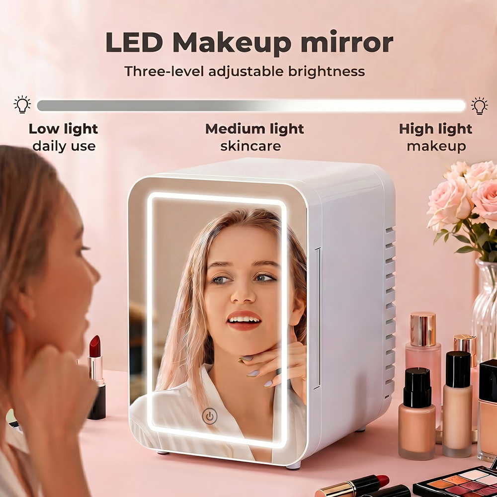 Spector White Portable Cooler Warmer Mini Fridge with LED Makeup Mirror 5L Image 6