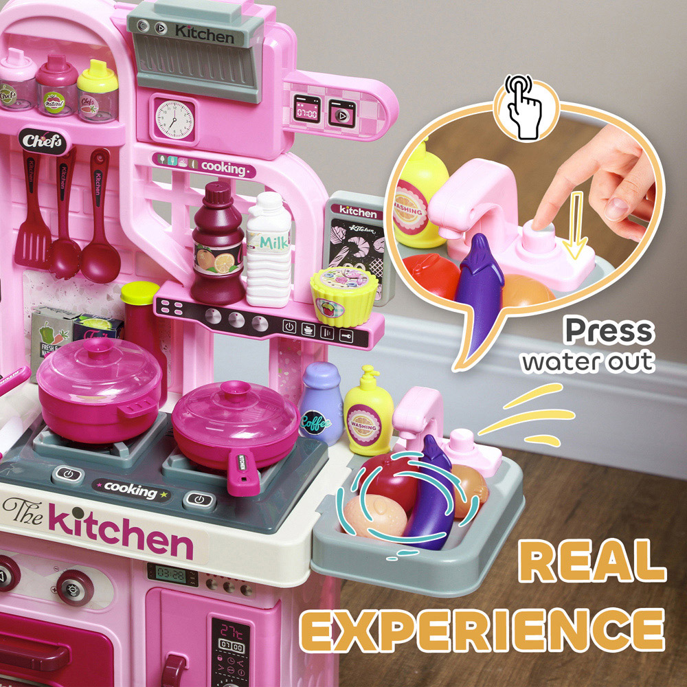AIYAPLAY Kids Pink Kitchen Set with Lights and Sounds Image 5